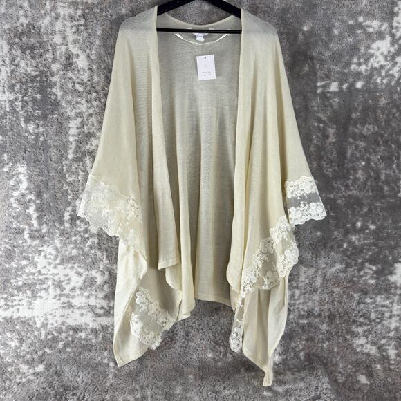 NEW Lauren Conrad Size OS Open Front Cardigan Sweater Ivory Long Sleeve Lace - Picture 1 of 6